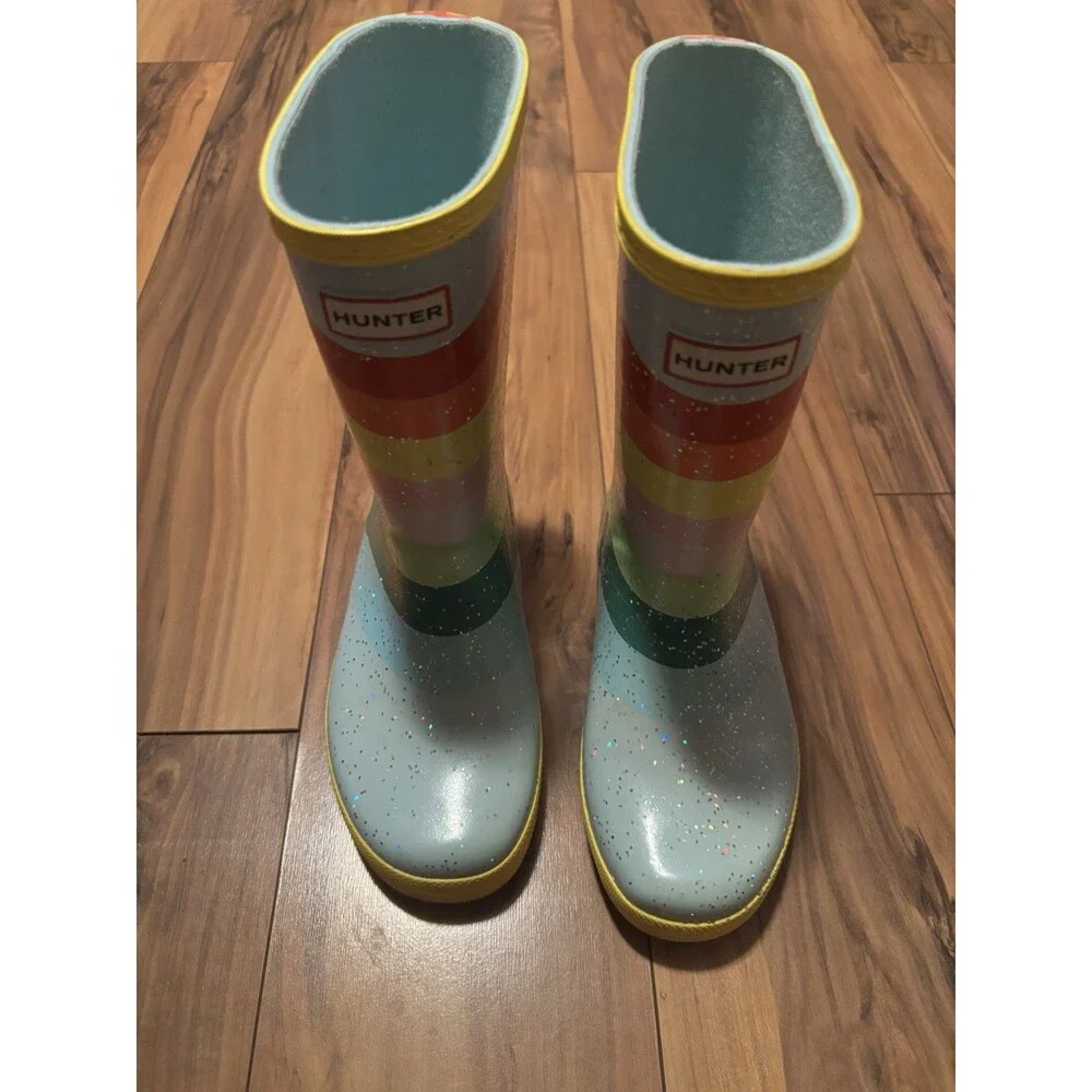 Hunter Unisex Glitter Rainbow Sky Rain Boots Little Kids Size 13